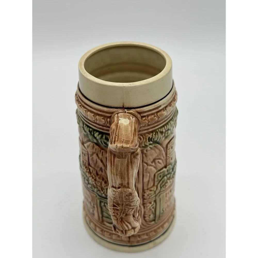 Vintage Six Flags Great Adventure Ceramic Beer Stein Mug Japan German Saying